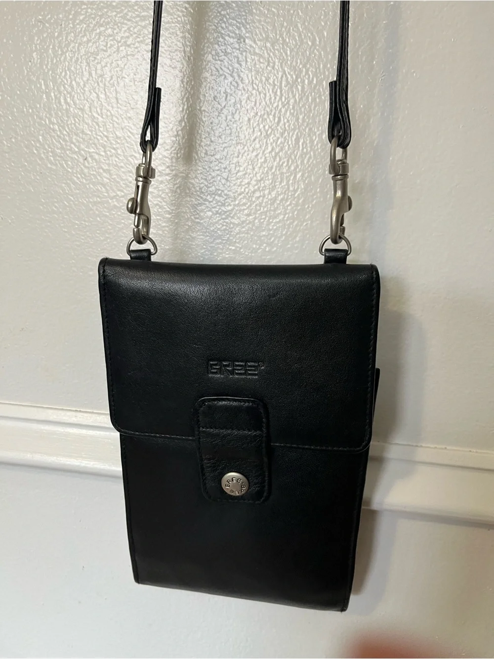 BREE Black Leather Crossbody Wallet Minimalist Luxury Men Travel Designer Bag